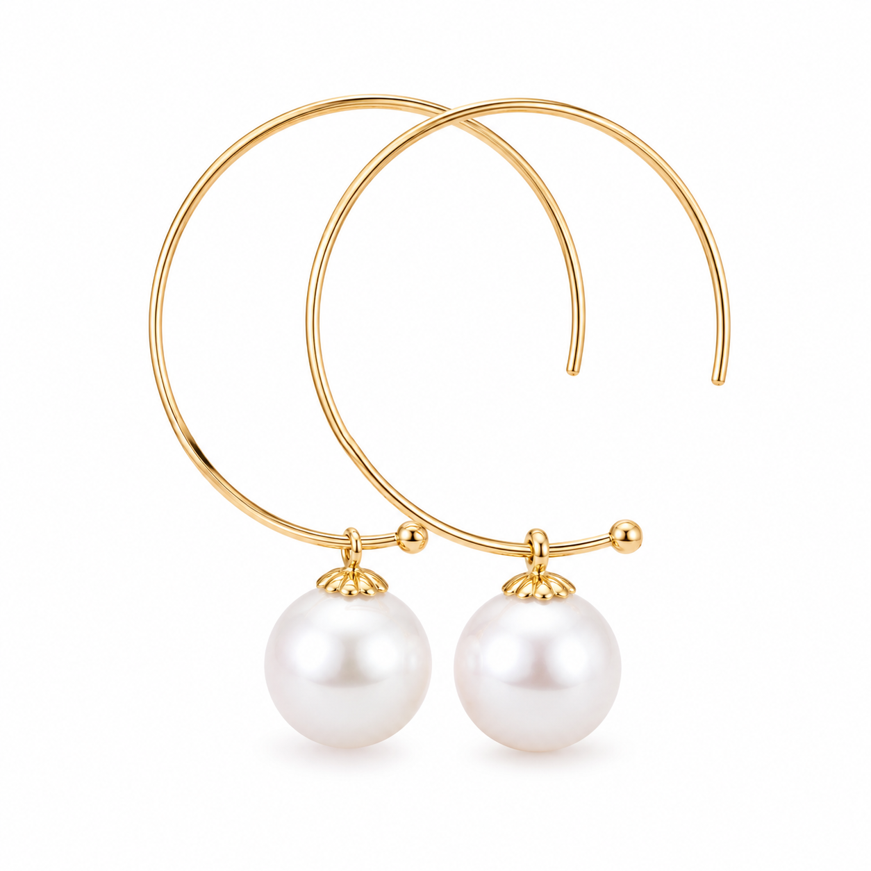 Pearl hoop drop earrings